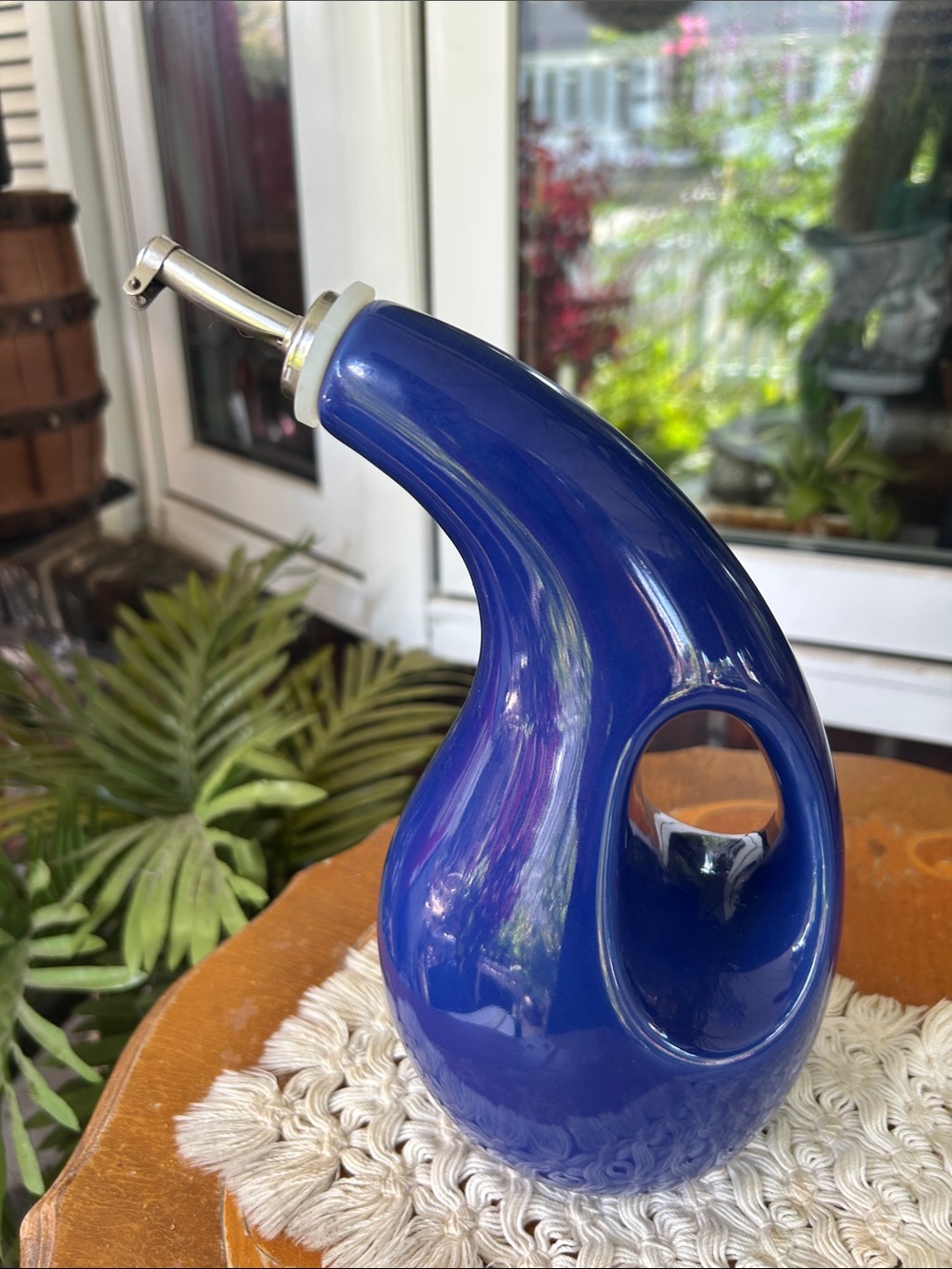 Blue Ceramic Olive Oil Dispenser